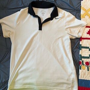 Nike White Dri-FIT Polo with Black Collar